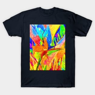 Bird of paradise plant with flower watercolor painting T-Shirt